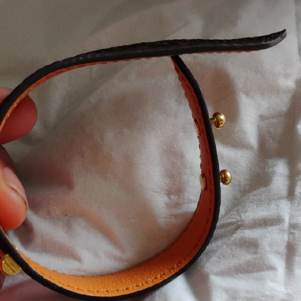 Louis Vuitton Monogram Leather Bracelet with Gold Accent - Picture 8 of 13